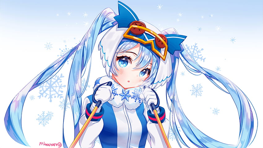 anime, Hatsune Miku, Vocaloid, Snow Miku 2016, Yuki Miku HD wallpaper
