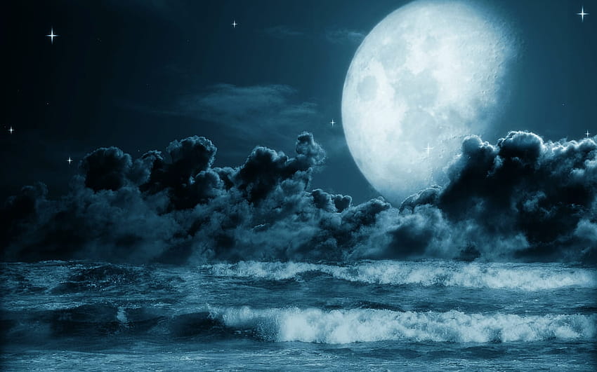 Menstruating with the Moon, women sea moonlight HD wallpaper