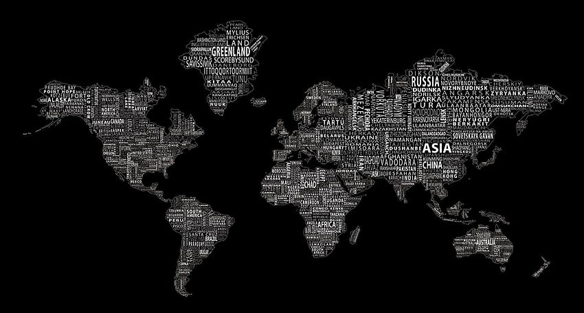 Mappa del mondo per Windows 10 Copia la mappa in bianco e nero The, mappa del mondo nera Sfondo HD