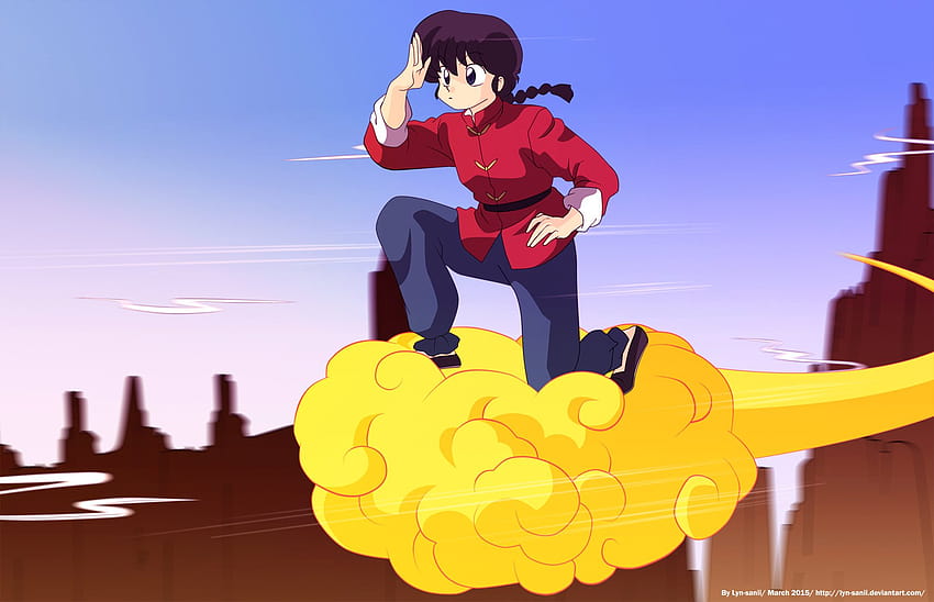 Ranma Riding The Nimbus Cloud and Backgrounds HD wallpaper