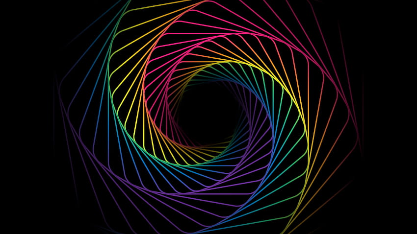 Cósmico, arco-íris, redemoinho, espiral, fundo preto, multicolorido, abstrato, arco-íris abstrato papel de parede HD