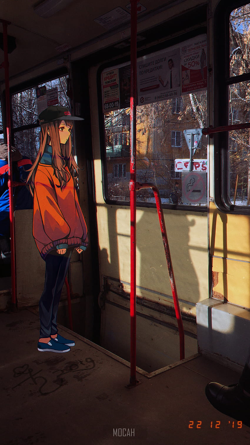 401955 anime, anime girl, anime_irl, tram, Russia, waiting, winter backgrounds , 1688x3000, anime city winter phone HD phone wallpaper