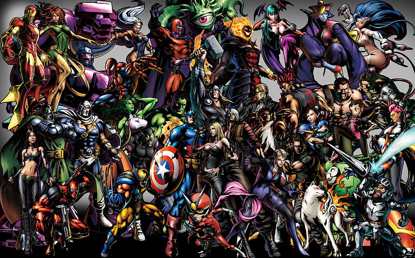 Bohaterowie Marvela, bohaterowie Transformers i złoczyńcy Tapeta HD