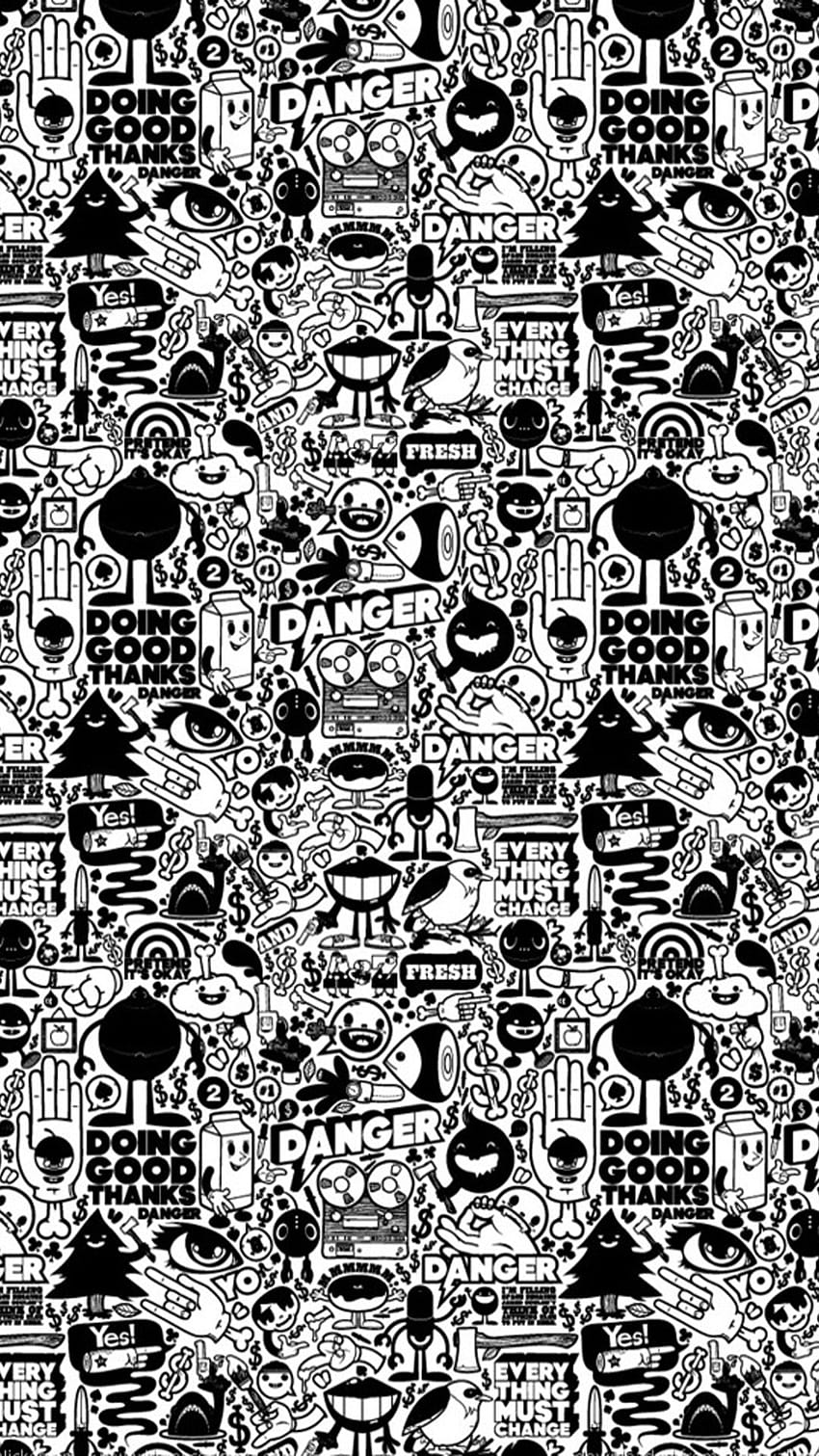 Black and white pattern, black and white graffiti HD phone wallpaper |  Pxfuel