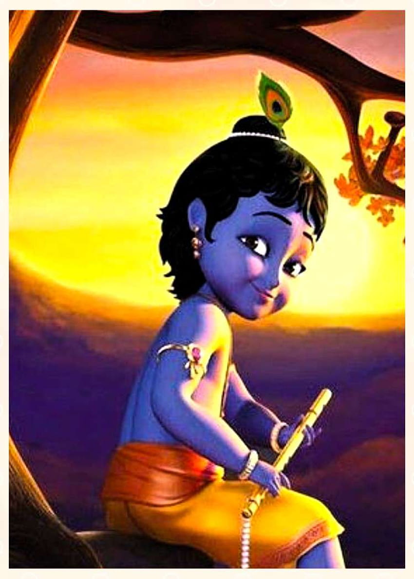 Animated Krishna สมาร์ทโฟนของ Krishna ตัวน้อย วอลล์เปเปอร์โทรศัพท์ HD