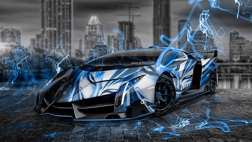 Lamborghini azul, lamborghini azul 3d papel de parede HD