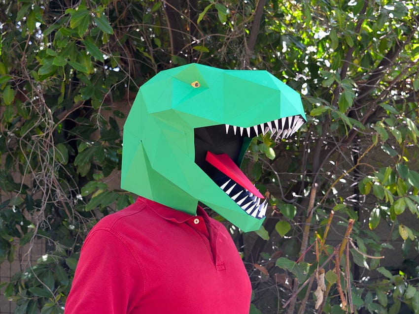 Máscara de dinossauro Low Poly Papercraft Pattern Faça um T, dino mask papel de parede HD