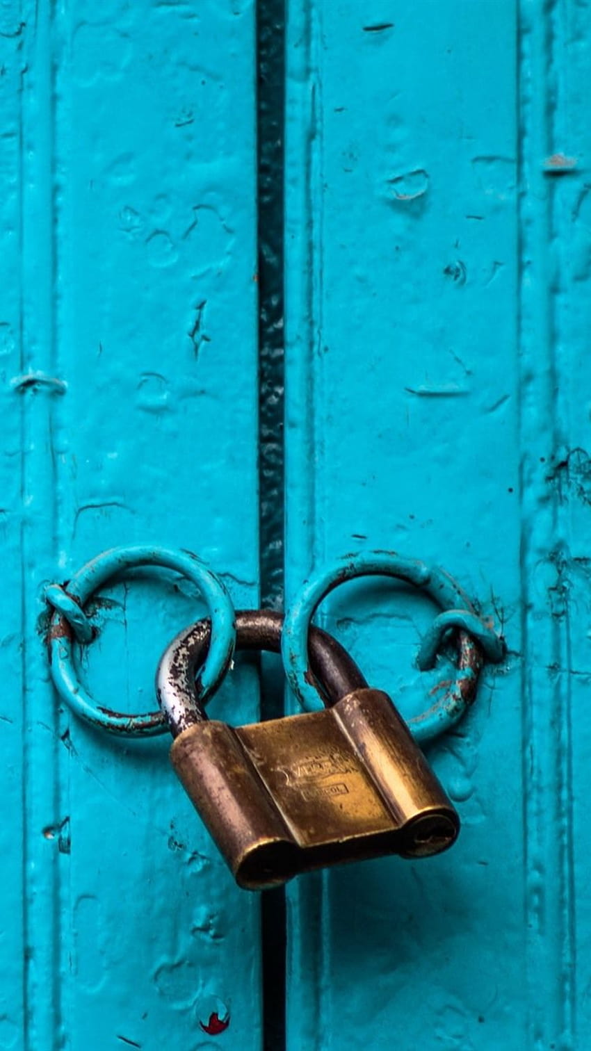 Blue door, lock 750x1334 iPhone 8/7/6/6S , background, door lock HD phone wallpaper