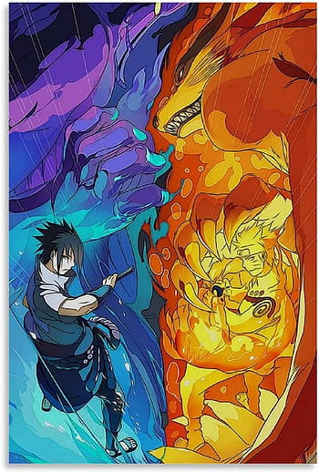 HD 4K Sasuke and Naruto Cool Anime Painting Poster Print Art Wall Canvas  Decor for Bedroom Living Room Wall Pictures 60x90cm : : Home &  Kitchen