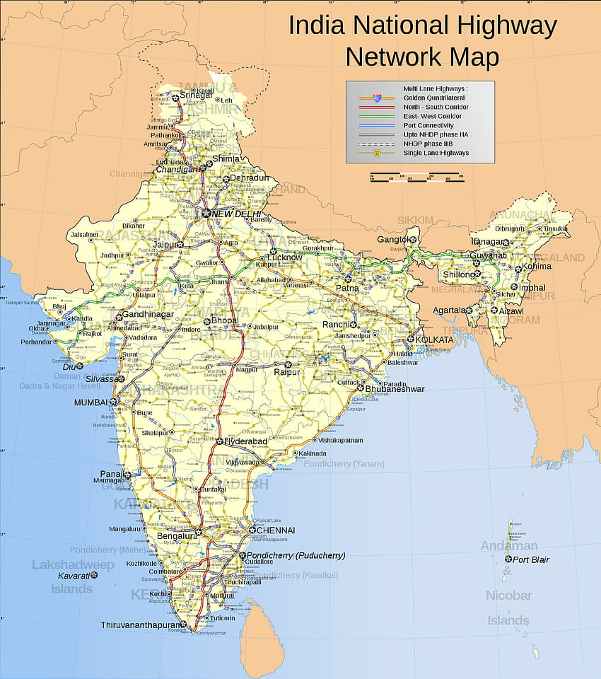 File: India carreggiata map.svg, mappa dell'India 2021 Sfondo del telefono HD