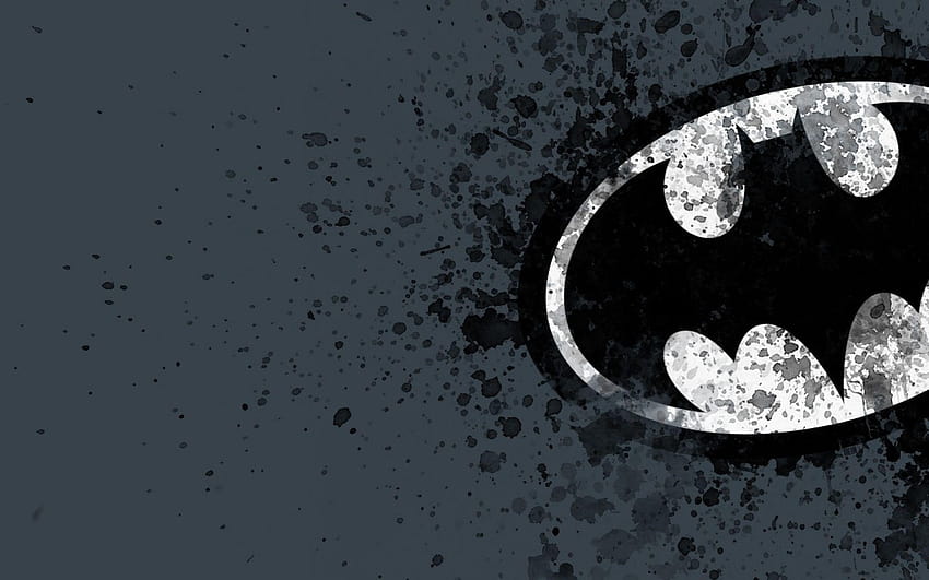 batman logo black and white HD wallpaper