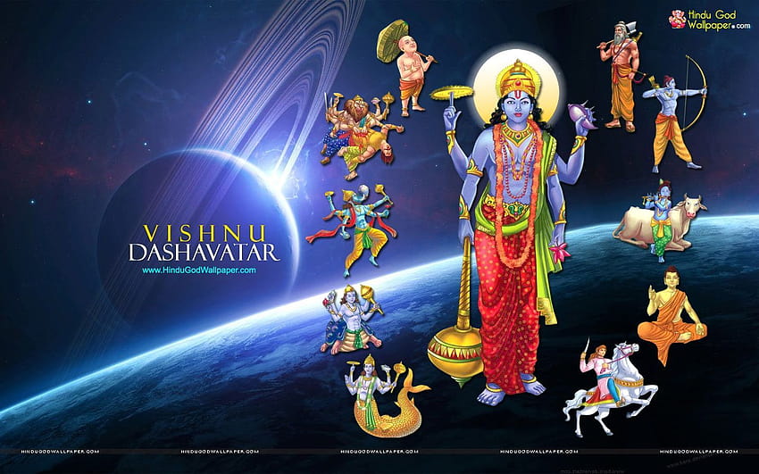 Dasavatharam Of Vishnu God HD wallpaper