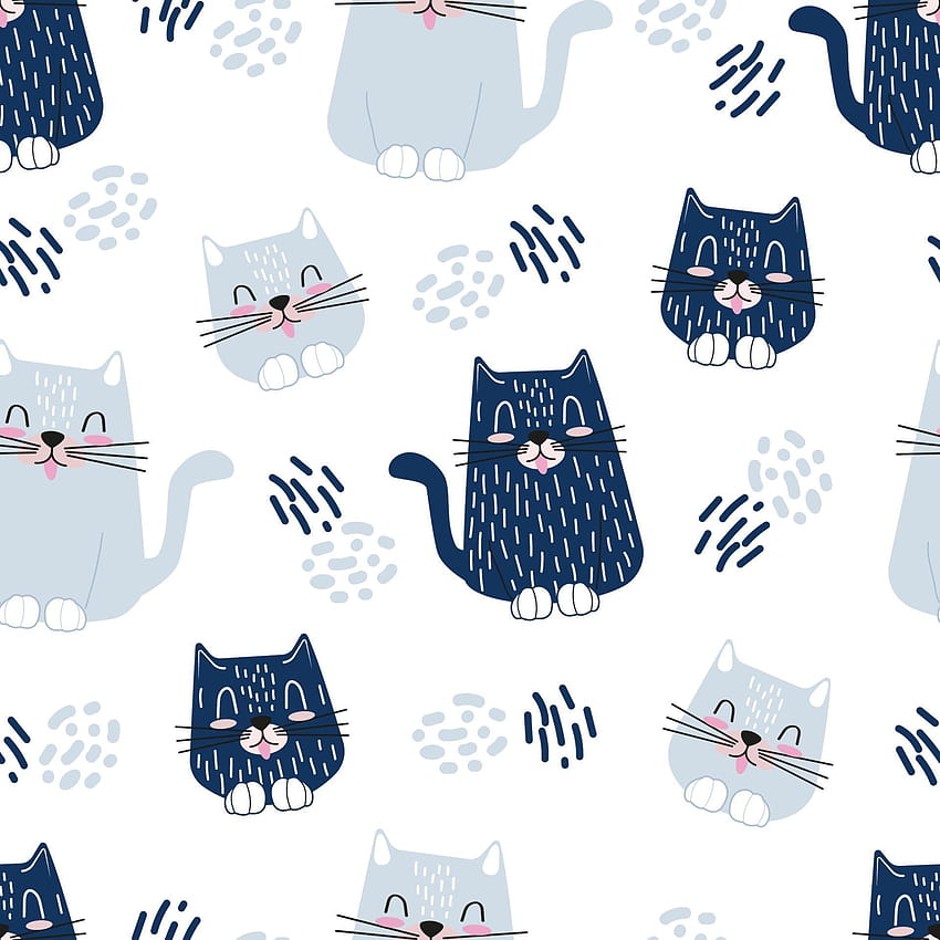Ilustrasi karakter anak kucing lucu. Pola vektor mulus untuk, kertas pembungkus, latar belakang 2143310 Seni Vektor di Vecteezy, ilustrasi kucing wallpaper ponsel HD