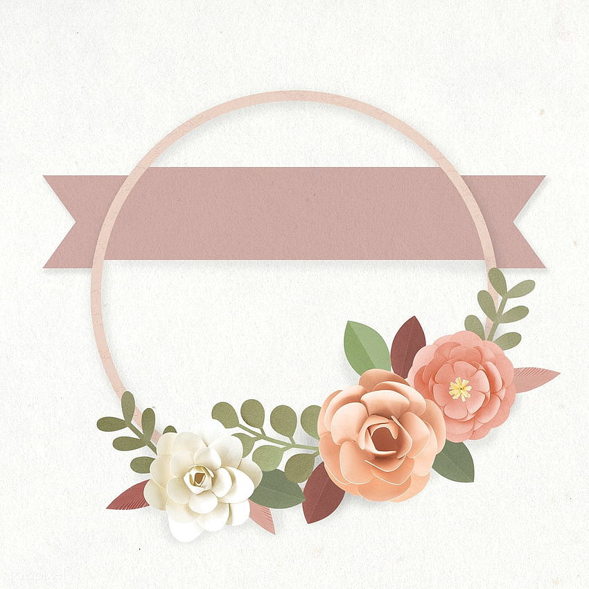 ilustração premium de coroa de flores de papel redondo, coroa de flores pastel Papel de parede de celular HD
