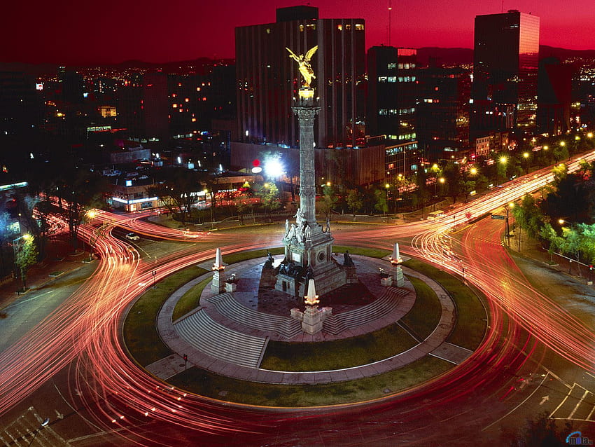 mexico road night monument city, 1600x1200, The, independence night HD wallpaper
