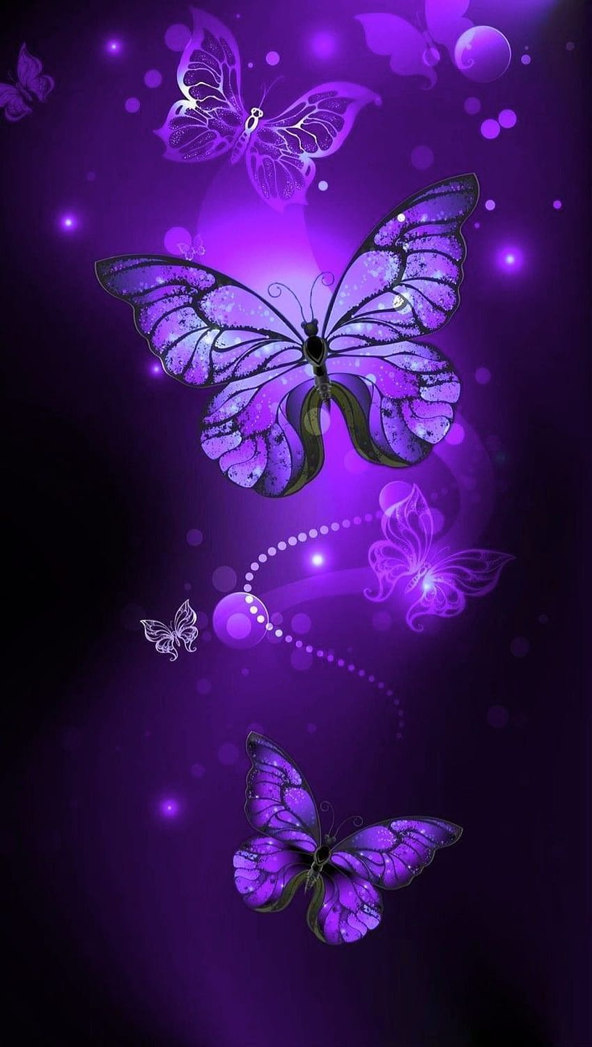 fioletowe estetyczne motyle Tapeta na telefon HD