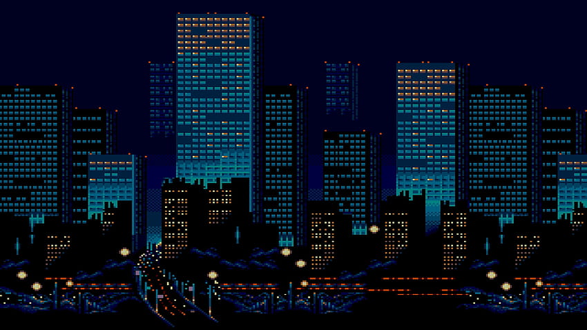 Minimalist City Night Buildings, minimalist night HD wallpaper