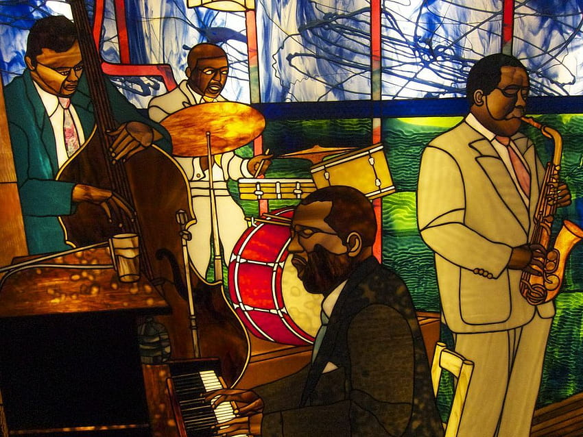 stained glass people, jazz band HD wallpaper