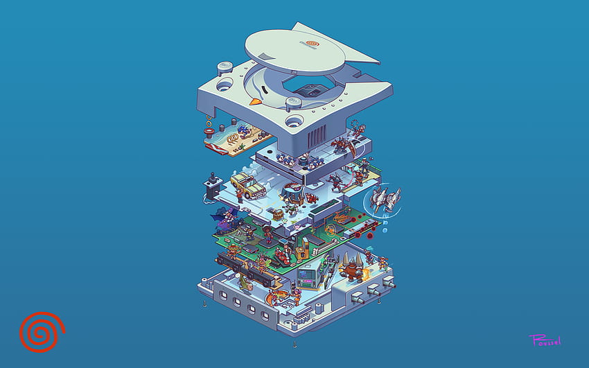 Pierre Roussel's Exploded Game Systems, sega dreamcast HD wallpaper