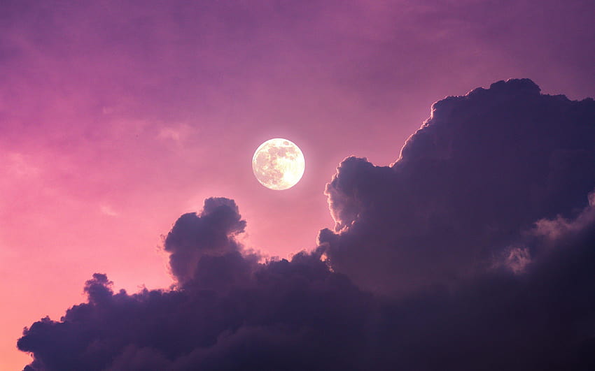 3840x2400 clouds and moon light, sky, nature, ultra 16:10, , 3840x2400 , background, 25011, pink clouds HD wallpaper