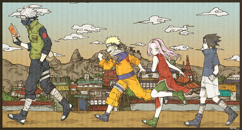 Team 7, anime naruto run HD wallpaper