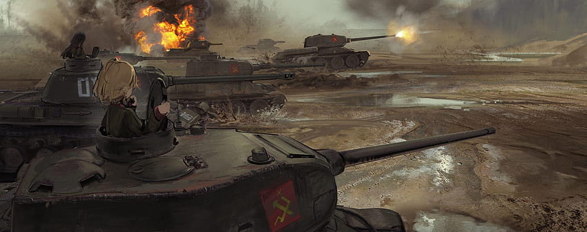 Girls Und Panzer, Battlefield, Tanks, Explosion HD wallpaper