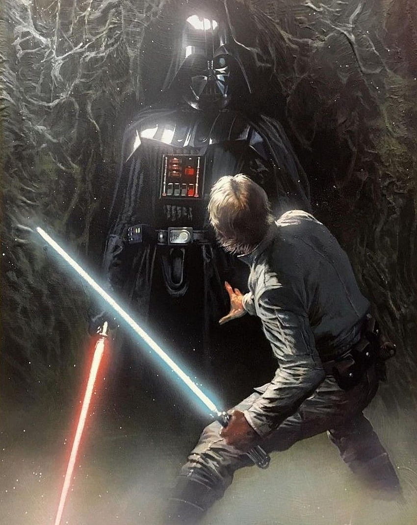 Luke Skywalker Darth Vader'a Karşı Degobah'ta, yıldız savaşları imparatorluk karşılık veriyor luke skywalker ve darth vader HD telefon duvar kağıdı