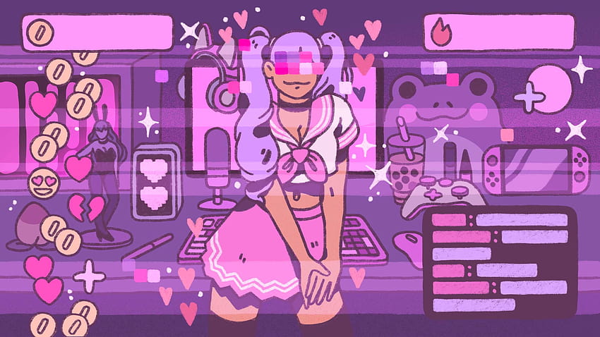 Welcome to Planet Egirl, gamer girl pink HD wallpaper