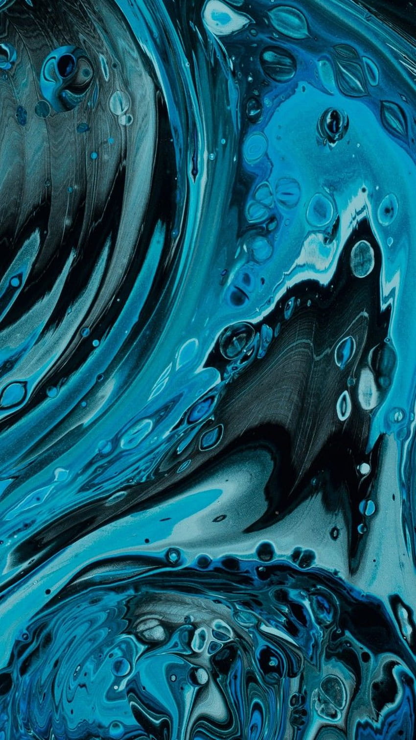 Liquie Fluid Art Stains Distortion Blue Paint Abstract </a> Papel de parede de celular HD