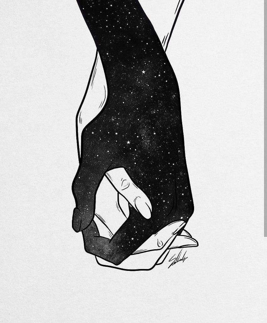 Cute holding hands, love drawing iphone HD phone wallpaper
