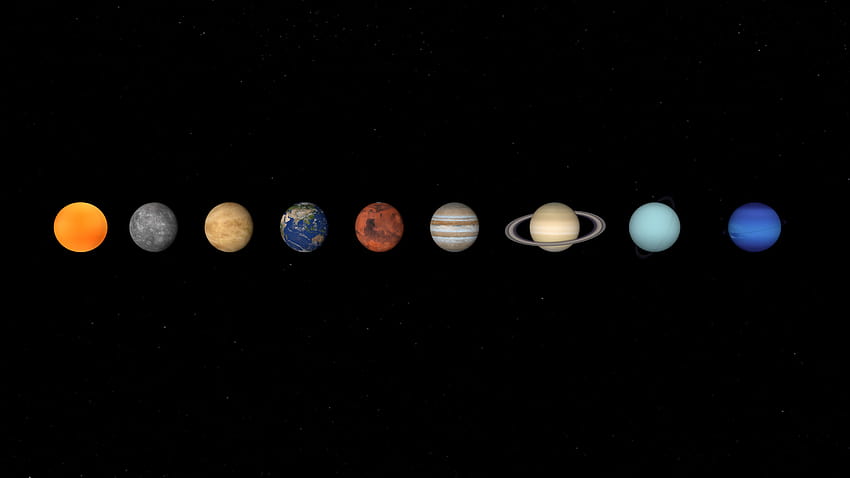 : Sonnensystem, Weltraum, Planet, Alle Planeten, Sonne, Merkur, Venus, Erde, Mars, Jupiter, Saturn, Uranus, Neptun, Milchstraße, Galaxie 15360x8640, Uranus vs. Erde HD-Hintergrundbild