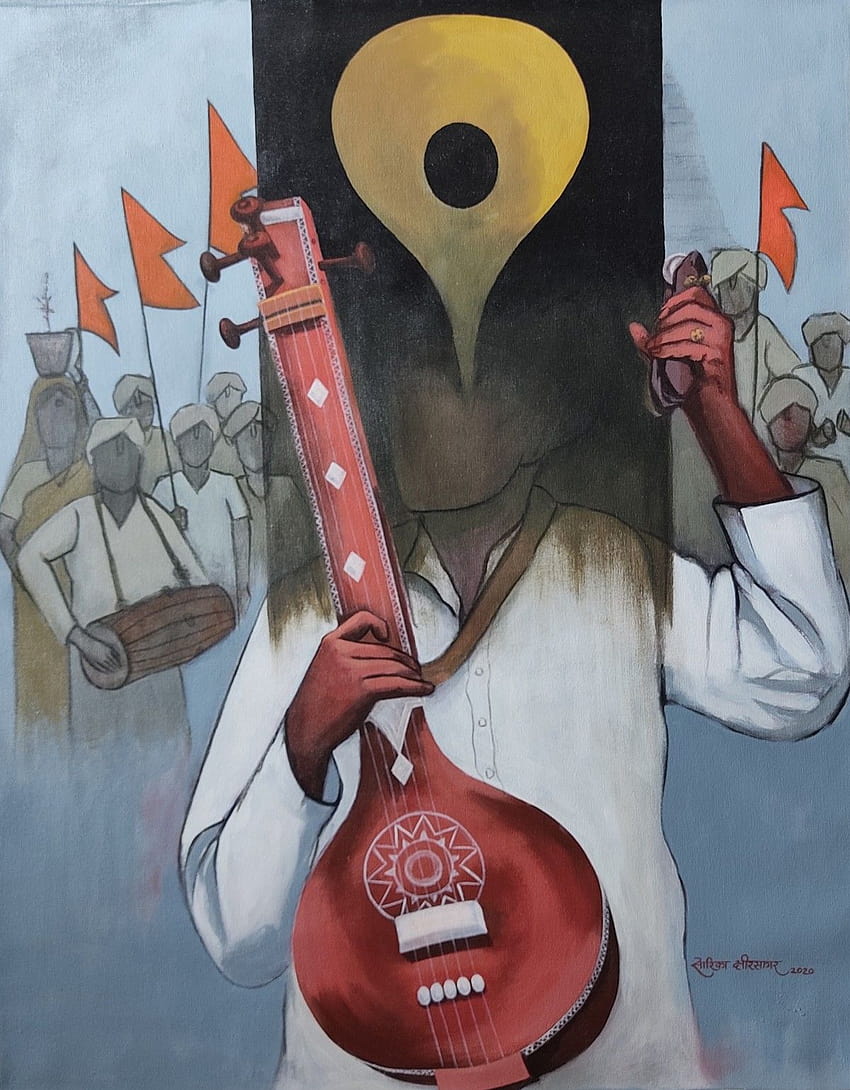 Варкари от художничката Сарика Кширсагар – експресионизъм, живопис HD тапет за телефон