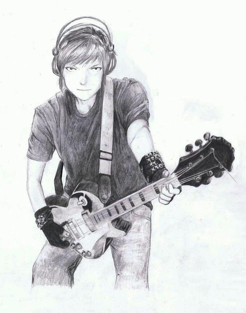Sad Boy Guitar Pencil Sketch Sketch Of Boys Sketch, sad anime guy with guitar HD phone wallpaper
