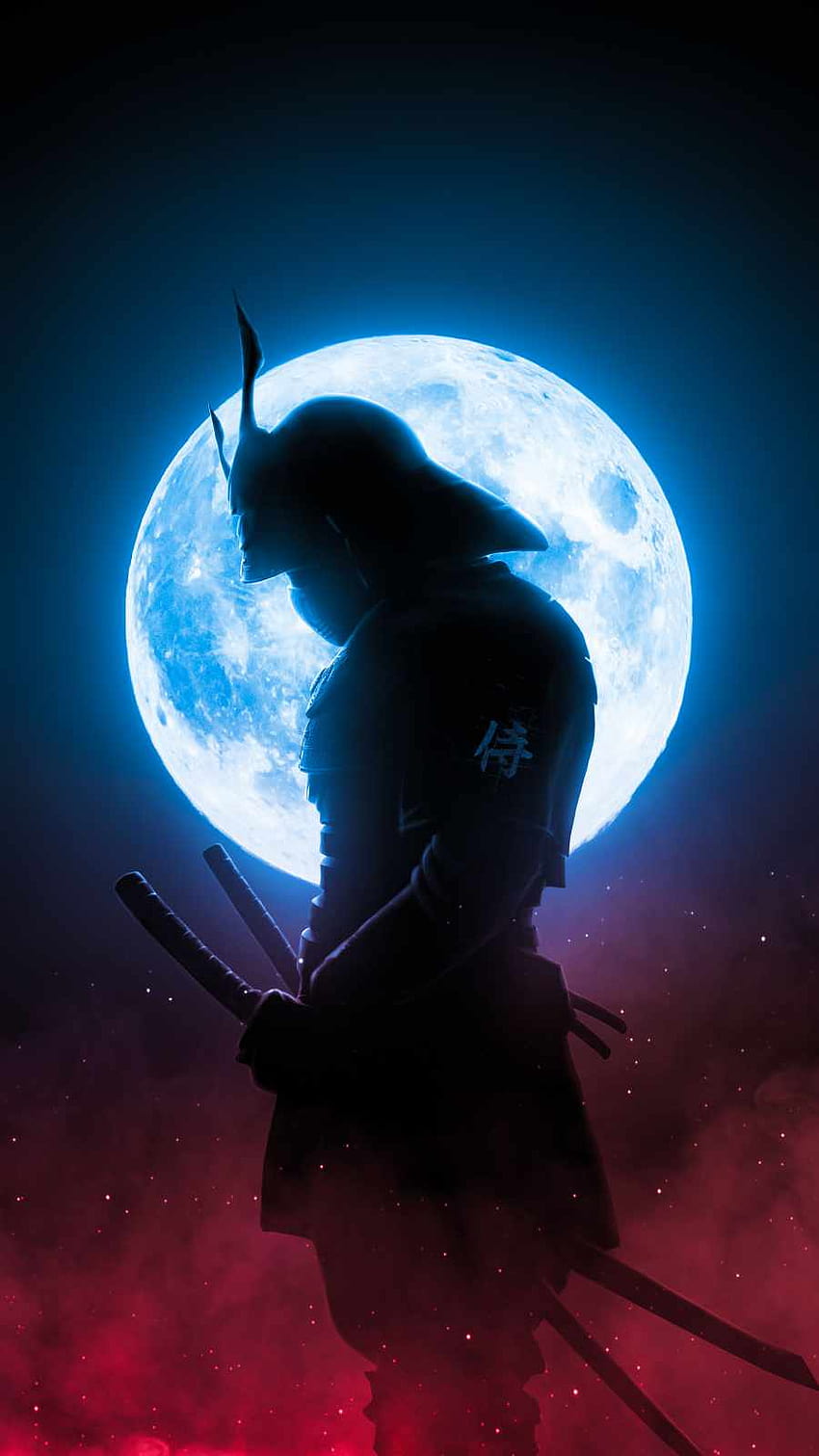 Moon Samurai IPhone, samouraï bleu Fond d'écran de téléphone HD