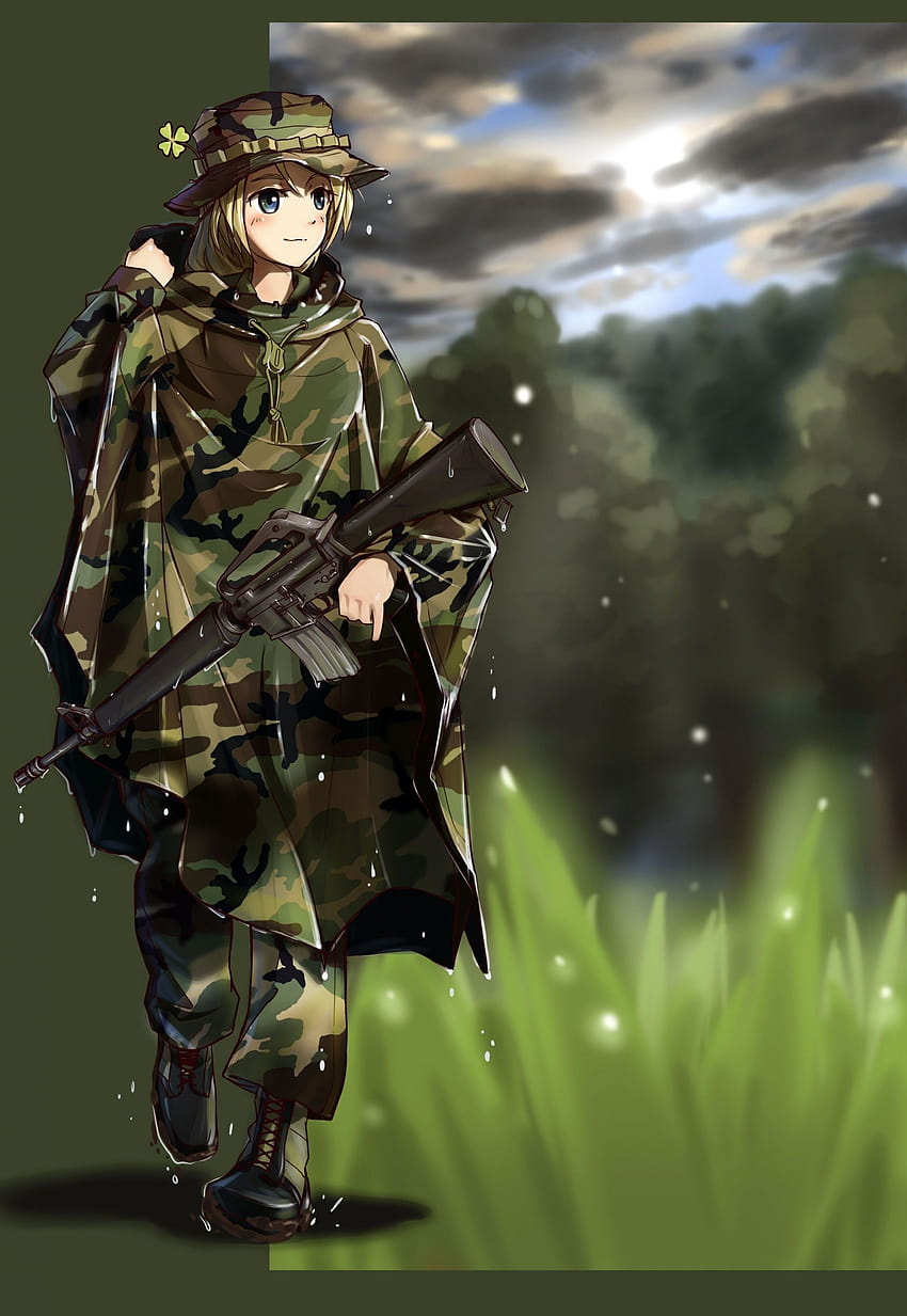 2066x2998 Anime Girl, uniforme militar, armas, uniforme de combate do exército Papel de parede de celular HD