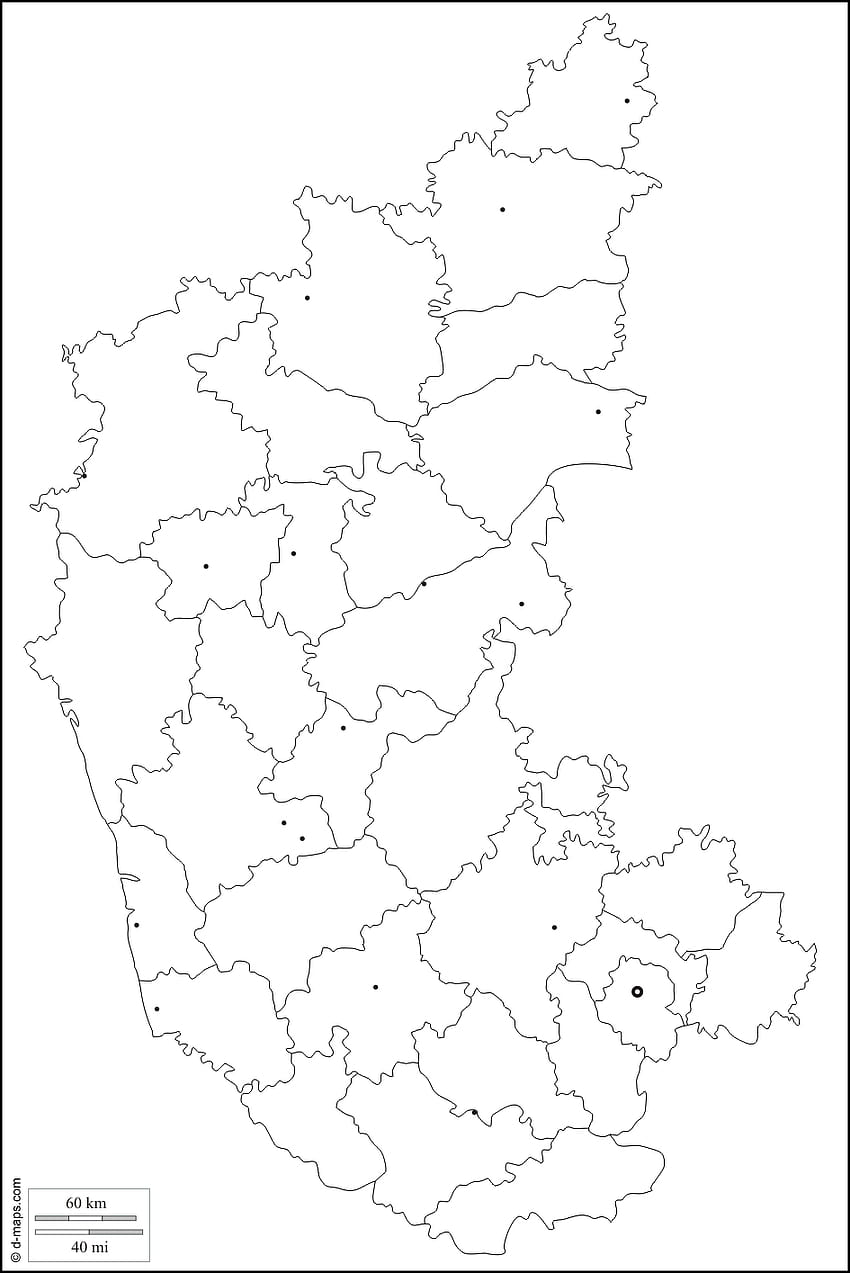 Карнатака: карта, празна карта, контурна карта, основна карта: контур, области, главни градове, карта на Карнатака HD тапет за телефон