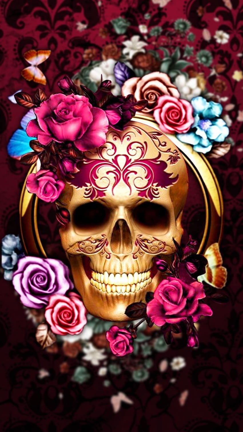 Gangster Rose Skull, skull rose HD phone wallpaper