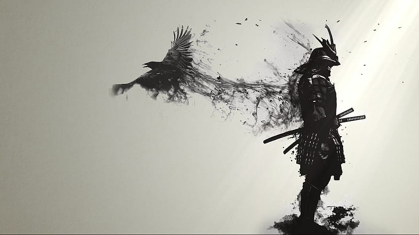 Samurai epico con un corvo, modalità samurai Sfondo HD