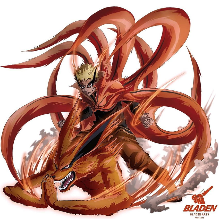 Baryon Naruto de pie en la parte posterior de The Nine Tails: BaryonNaruto, modo naruto baryon fondo de pantalla del teléfono