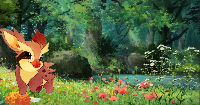 pokemon fusion ,nature,natural landscape,vegetation,natural environment,garden,leaf,jungle,cartoon,meadow,spring, pokemon landscape HD wallpaper