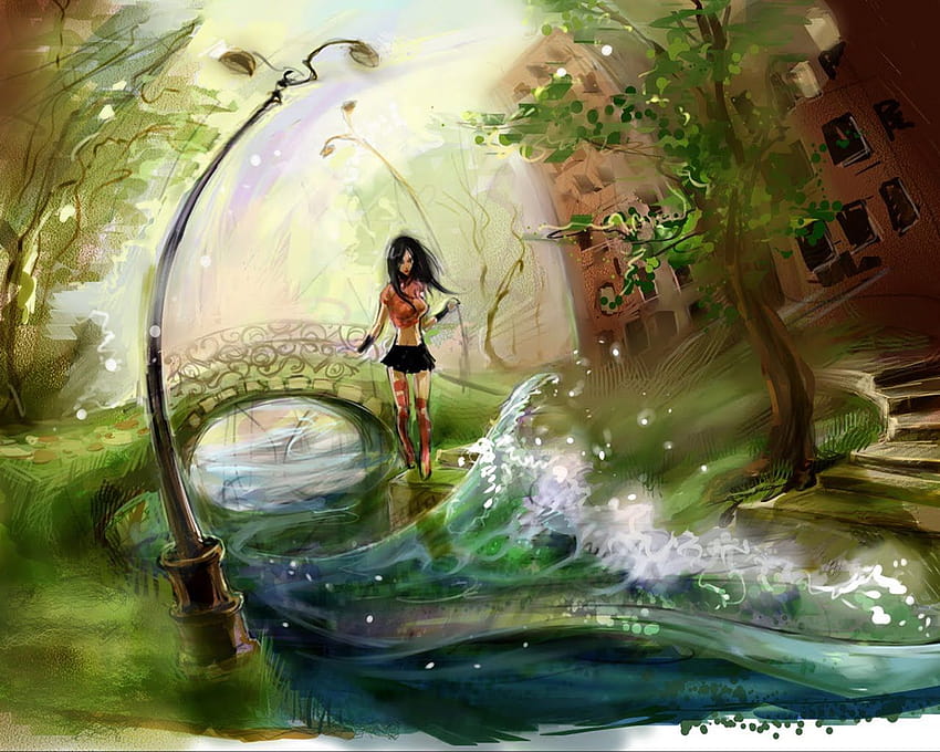 Alone Girl Cartoon Sitting Artistic Painting Backgrounds 211957 HD  wallpaper | Pxfuel