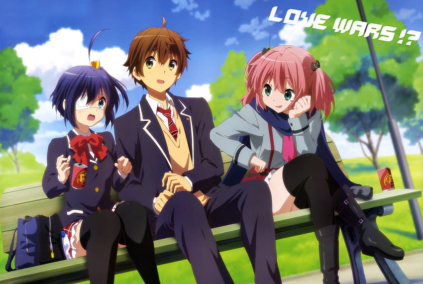 Anime-Liebe, Chunibyo und andere Wahnvorstellungen Satone Shichimiya, Anime-Dreiecksbeziehung HD-Hintergrundbild