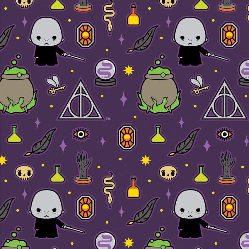 Harry Potter Halloween Kawaii Dark Arts Purple 100% Cotton Sold by The Yard HD phone wallpaper