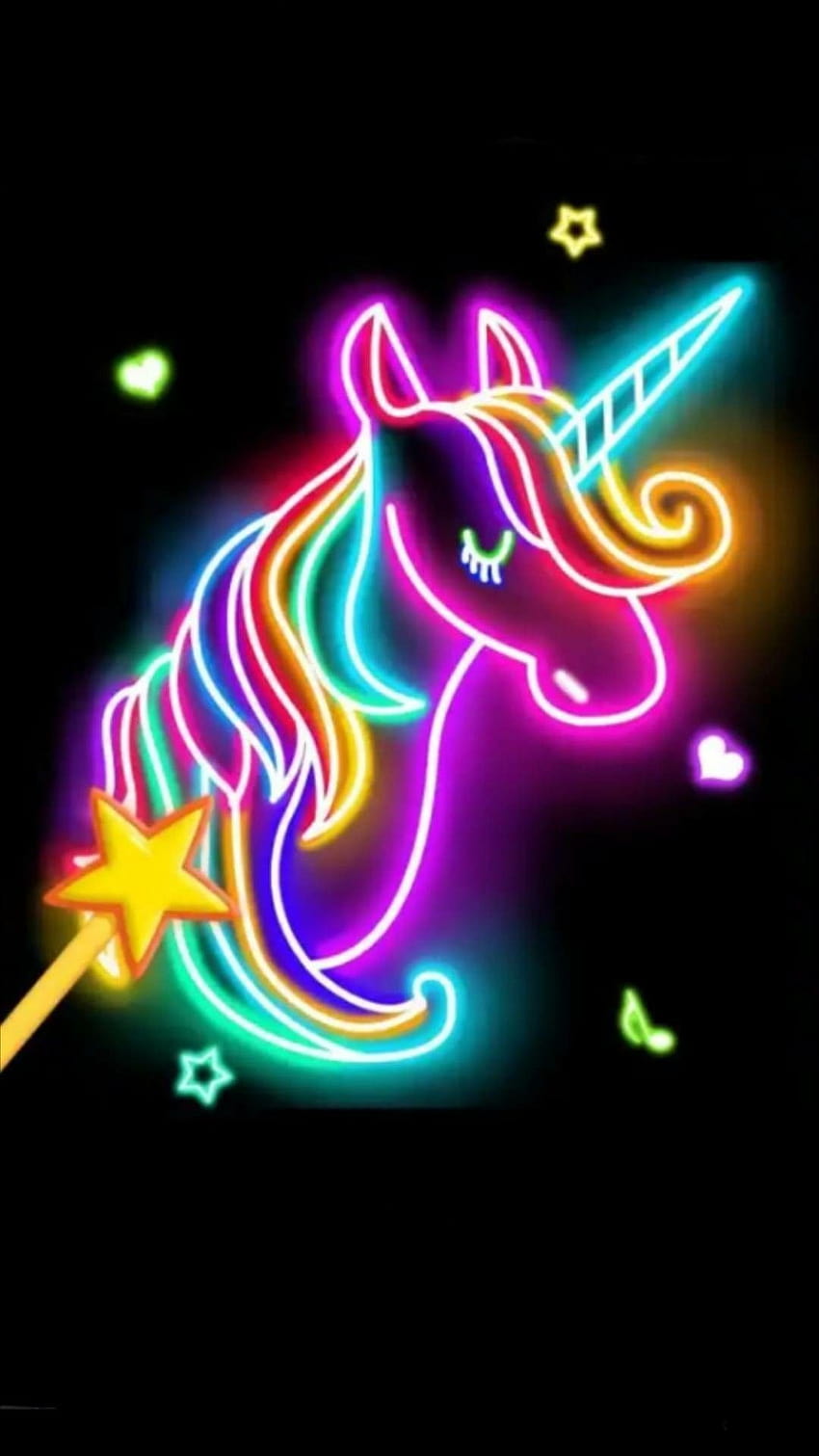 Unicornio de neón, unicornio de colores brillantes fondo de pantalla del teléfono