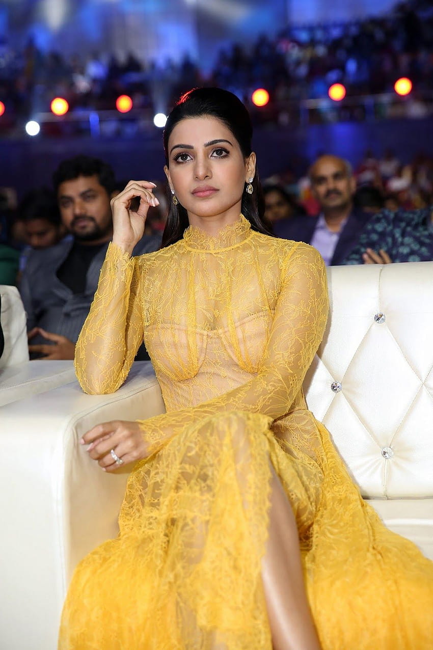 Samantha Hot Transparent Dress na Zee Cine Awards, żółta sukienka Samantha Tapeta na telefon HD