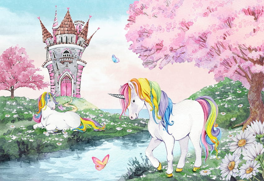 Kids Magical Unicorn Forest Mural HD wallpaper