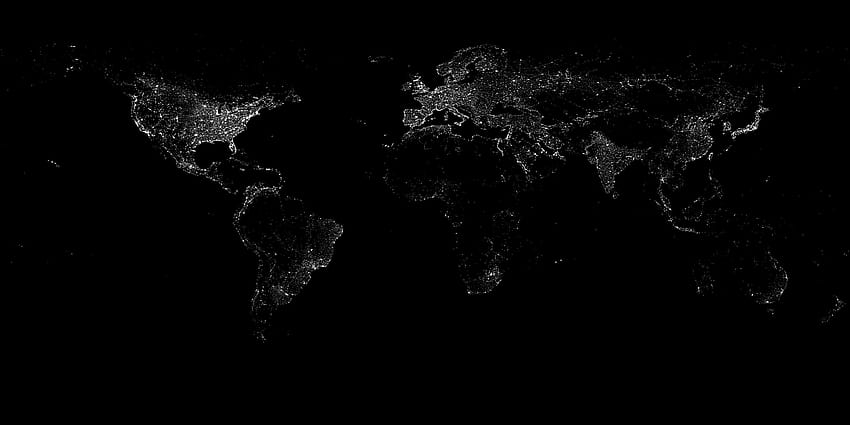 ライト、夜、世界地図 ::、世界地図黒 高画質の壁紙