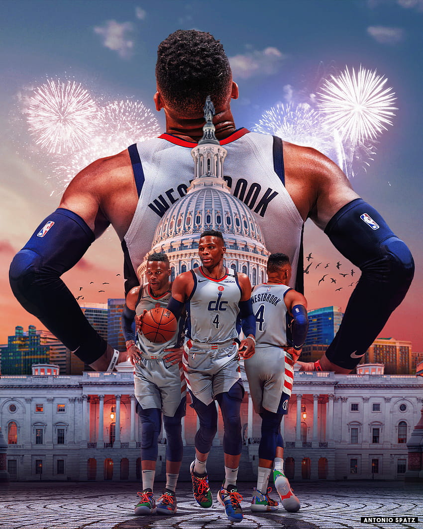 Russell Westbrook Posterprojekte, Russell Westbrook Wizards HD-Handy-Hintergrundbild