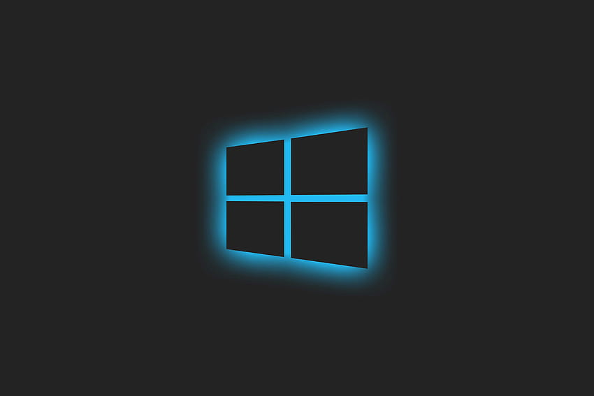 โลโก้เรืองแสง Windows สีน้ำเงิน คอมพิวเตอร์ พื้นหลัง และ windows 11 วอลล์เปเปอร์ HD