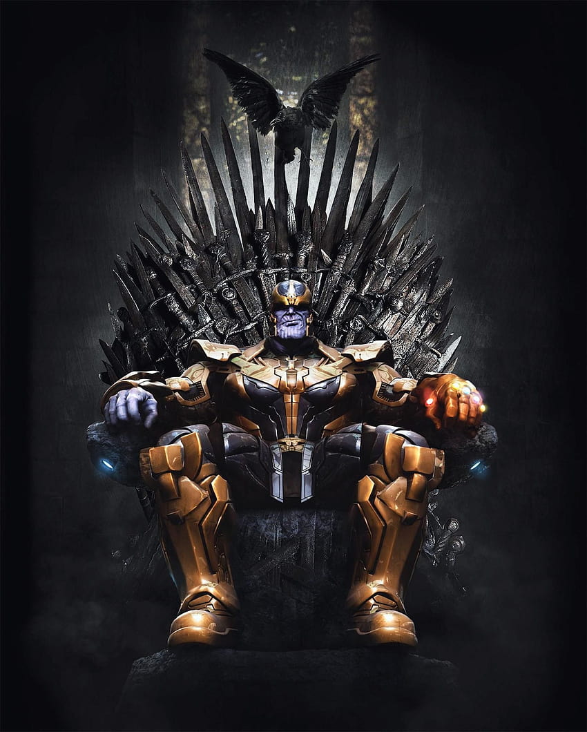 NO SPOILERS] Thanos sitting on the Iron Throne, marvel cinematic universe villains HD phone wallpaper